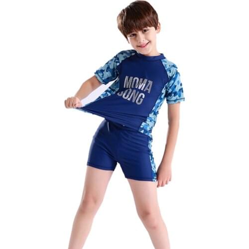 6-16T Boys Surfing Swimsuit Children Camouflage Beach Swimwear Two Pieces Sports Diving Bathing Suit Swimming Kids
