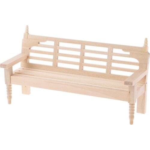 DIY 1:12 Vintage Garden Park Long Chairs Miniature Wooden Dollhouse Miniatures Kids Toys Dolls Accessories Furniture Toys