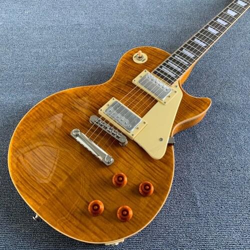 One piece Neck & body electric guitar,tone-pro bridge Tiger Flame in Smoke colour,frets edge binding,free shipping