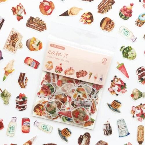 100 Pcs/Set Journey and Food Vintage Decorative Washi Stickers Scrapbooking Stick Label Diary Stationery Album Stickers