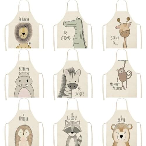 Cartoon Animal Painting Womens Apron For Kitchen Waterproof Stripes For Man Cooking Kitchen Accessories Household Cleaning