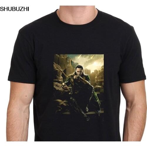 LOKI Tom Hiddleston Mens Black T-Shirt Size S-to-XXL men brand tee-shirt summer cotton man tshirt drop shipping