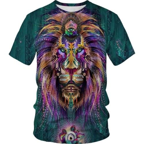 Forest Lion King Animal 3D Printing Hip Hop Mens T-shirt Customized Fashion New Street Casual Mens Oversized Shirt