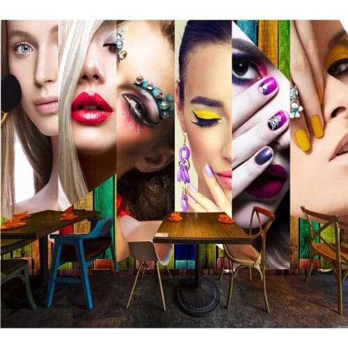 Customized large wallpaper 3D mural HD retro make-up tooling wall barber shop makeup shop decorative painting mural 3d wallpaper