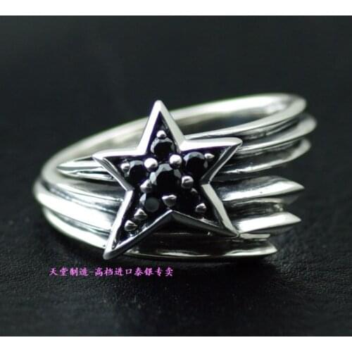 925 silver inlaid Zircon ring star meteor