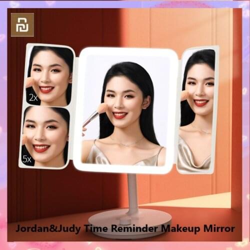 Xiaomi Jordan&Judy Intelligent Time Reminder Display Folding Three-sided Makeup Mirror Stepless Dimming HD Color Rendering