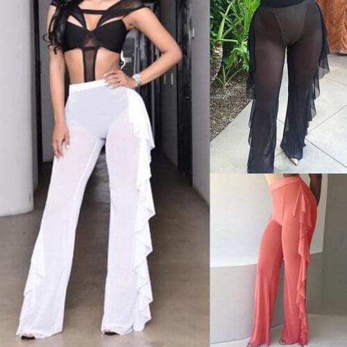 Richkeda Store New 2021 Sexy Women Bikini Cover Up Mesh Sheer See Through Plus Size Swimwear Bathing Pants Trousers Swimsuit