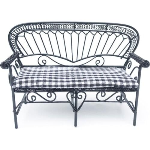 1:12 New Dolls House Miniature Garden Furniture Accessories Iron Bench Metal