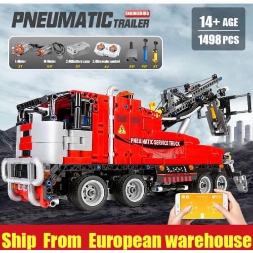 MOULD KING 19001 High-Tech Toys The APP RC Motorized Pneumatic Service Truck Model Building Blocks Bricks Kids Christmas Gifts