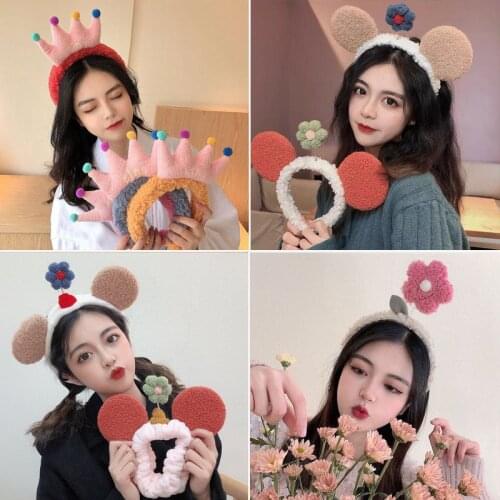 Fashion Cute Flower Headband Autumn and Winter Lamb Head band Hairbands Funny Korean Hair Accessories For Women Girls Headdress