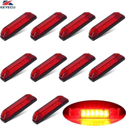 KEYECU Pack of 10 4" Red 6LED Side Marker Lights Rear Side Clearance Marker Lamp for Truck Trailer Boat Bus RV Indoor & Outdoor