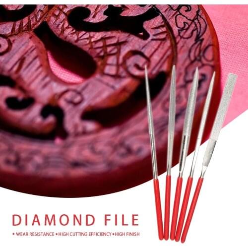 Wood Carving Tool Kits 5pcs Diamond Needle Files Set Metal Polishing Manual File DIY Craft Woodworking Tools