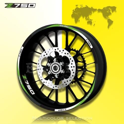 Motorcycle front&Rear Edge Outer Rim Sticker Wheel Decals Reflective waterproof 17inch stickers For Kawasaki Z750