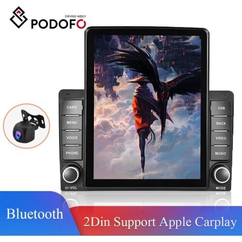 Podofo 2Din Car Stereo Radio 9.5" Vertical IPS Screen Universal Bluetooth FM Player 2Din Suppport Carplay AHD Camera Car Radio