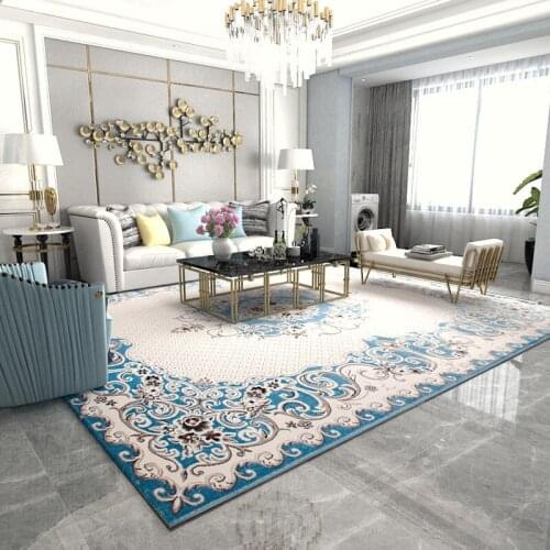European-Style Polypropylene Carpet Modern Simple Living Room And Bedroom Carpet Light Luxury Blue Sofa Coffee Table Floor Rug