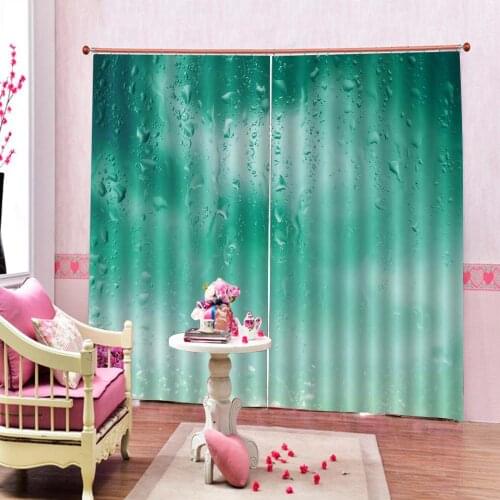 Rain Close up Rain Drops on Glass Natural Sprays Sphere Contrasting Colors Picture Curtain For Living room Bedroom Drapes Sets