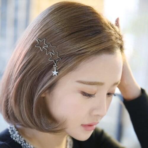 Simple Five-pointed star love Girl Hairpin Side Clip Bangs Clip Sweet And Cute Vacation College Style