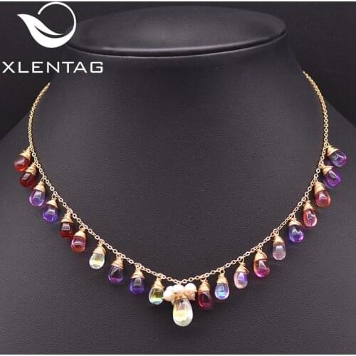Xlentag Pure Natural Pearl Necklace Handmade Chain Gifts For Women Birthday Party Wedding Accesories For Women Jewelry GN0233