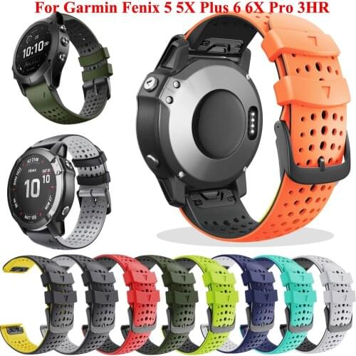 26 22mm Quick Release Watch Band Straps For Garmin Fenix 6 6X 5X 5 3 3HR S60 MK1 Forerunner 935 945 Easyfit Silicone Wirstband