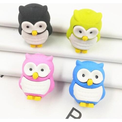 1 Pcs Novelty Owl Detachable Rubber Eraser Creative Kawaii Mini Erasers Stationery School Supplies Papelaria Gift for Kids