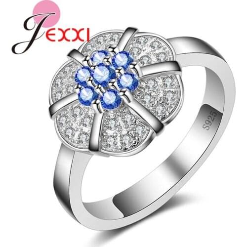 Luxury Party Ring With Paved Cubic Zircon Fashion Silver Bridal Wedding Rings For Women Vintage Anillos Bijoux