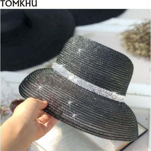Hot Sale Women Beach Hat 9cm Wide Brim Straw Hat Anti UV Floppy Sun Hat Cap Foldable Summer Hat Kentucky Derby Breathe Freely