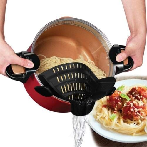 Silicone Pot Pan Bowl Funnel Strainer Kitchen Rice Washing Colander Kitchen Accessories Clip on Food Strainer