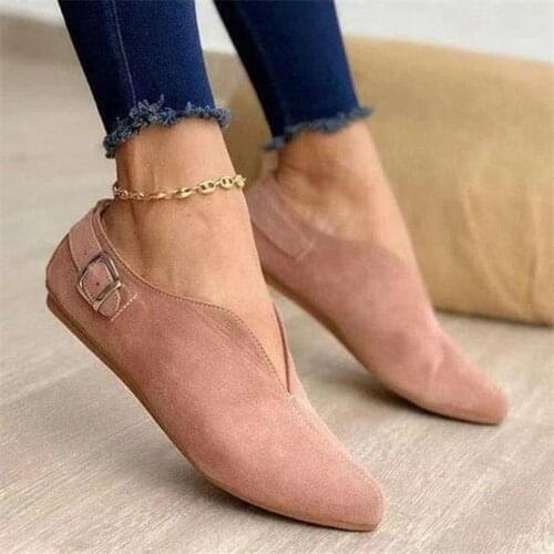 Women Pointed Toe Suede Flats Shoes Female Loafers Summer Fashion Sweet Flat Casual Shoes