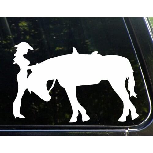 Cowgirl with Horse car Accessories Decal Black Motorcycles, Bicycles, Refrigerators, Skateboards, Guitars