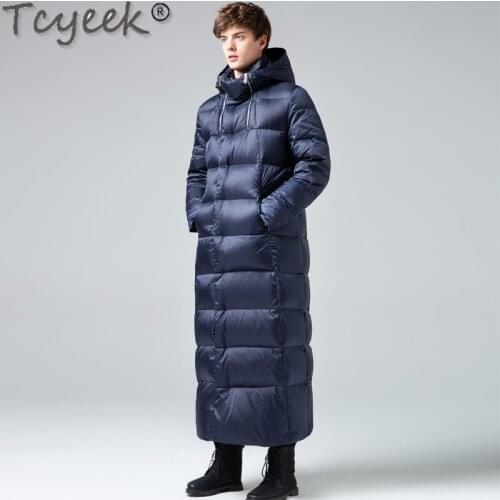 Quality High Winter Down Jacket Men Clothes X-Long White Goose Down Coat Male Hooded Paraks Mens Jackets Hiver 00055