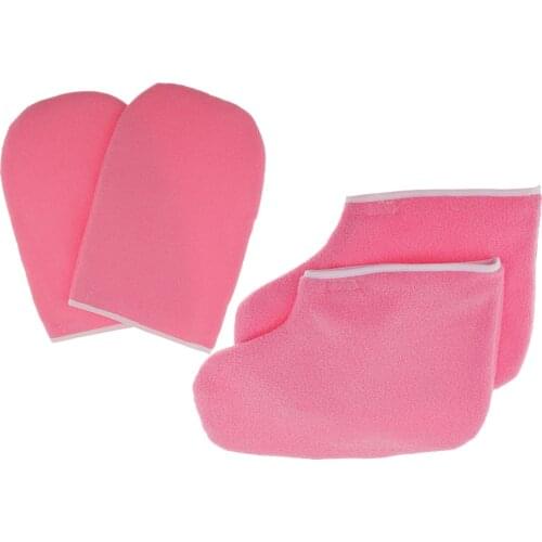 Paraffin Wax Protection Hand Spa Gloves Mitts Booties, Pink