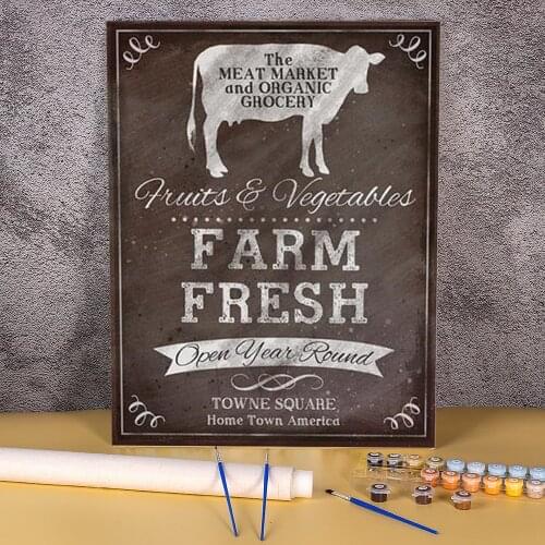 Animal Cattle Chicken Farmhouse Painting By Numbers Package Acrylic Paints 40*50 Canvas Pictures Wall Paintings Wholesale