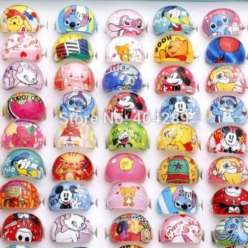 10pcs Cute Children Cartoon Lucite Resin Plastic Rings for Girls,kids Toy Rings Party Jewelry