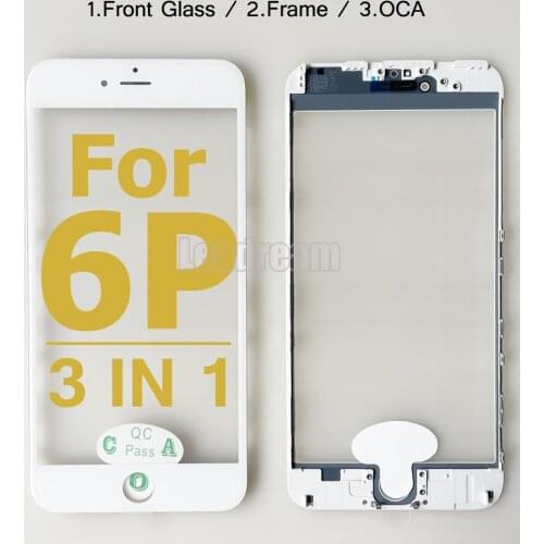 10Pcs Premium Quality Front Outer Glass Middle Frame Bezel Laminate OCA Glue For iPhone 6 6S Plus 3 2 in 1 Front Glass Frame OCA