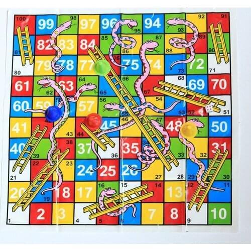 100pcs/lot Plastic Snake Ladder Board Game Set Flight Chess jogos Educational Party Games Toys for Kids Adults