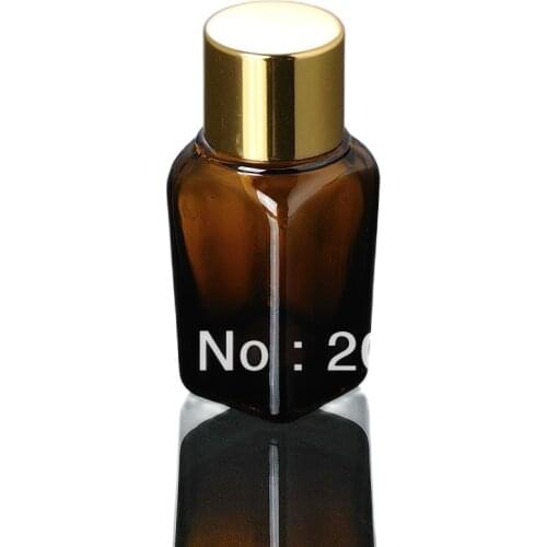 15ml brown square essential oil bottle with gold cap ,plastic stopper dropper ,glass bottle for cosmetic packing