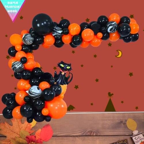 81pcs/set Halloween Day Party Balloons Orange Black Halloween Balloons Garland Arch Party Decor Supply Halloween Ornament Props