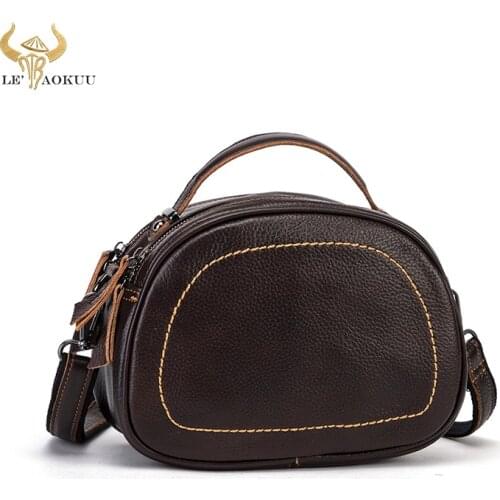 Antique Natural LEATHER Famous Brand Luxury Ladies Small handbag Shoulder bag Women Designer female Retro Cross-body bag 243