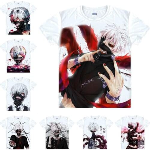 Coolprint Japanese Anime Shirt Tokyo Ghoul T-Shirts Multi-style Short Sleeve Ken Kaneki One-Eyed King Cosplay Costume Kawaii