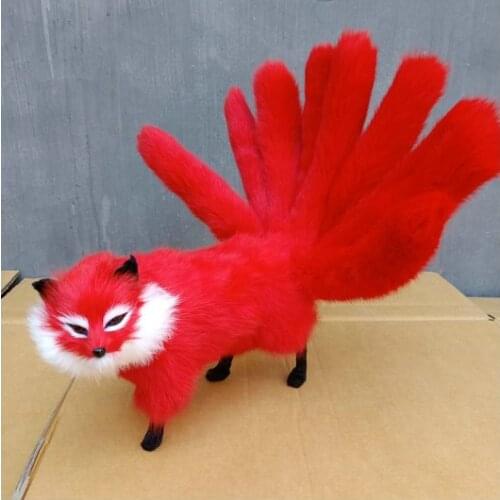 New real life red fox model plastic&furs simulation nine-tails hot fox doll gift about 38x10x15cm xf2826