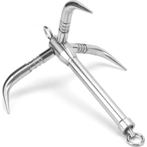 Bow Anchor Roller Stainless Steel Foldable Grapnel Anchor Triple Grip 316 Stainless Steel Hardware for Boat Yacht Rafts Canoes