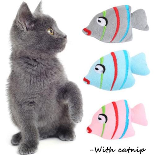 Cute Fish Shaped Cat Supplies with Catnip Soft Pet Products Cat Plush Toy for Kitten Attractive Cat Accessories Pet Chewing Toys