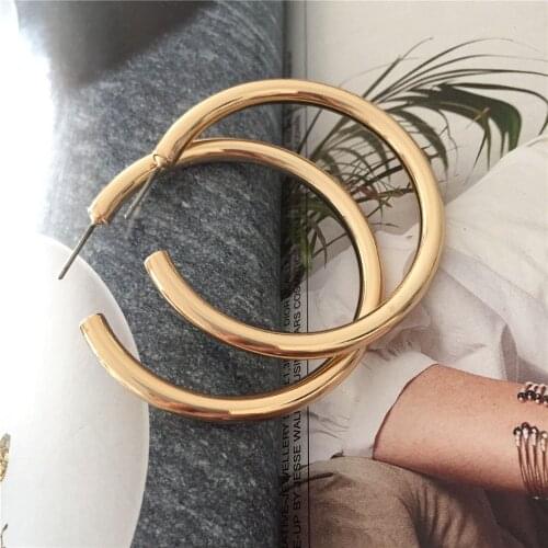 Trendy Gold Color Plating Different Size Thickness Copper Hoop Earrings For Women Girl Elegant Gorgeous Casual Modern Jewelry