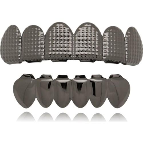 Fashion Women Men Gold Top Bottom Dental Grills Ser Grillz On Teeth For Rapper Vampire Fangs Tooth Caps Punk Body Jewelry Gift