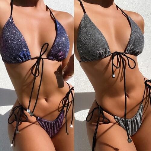 New Shiny Bikini Women Swimsuit 2021 Sexy Triangle Swimwear Woman Two-pieces Bikinis Set Push Up Summer Bather Bathing Suit Swim