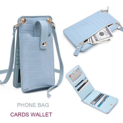 Newest INS Hot Sales Phone Bag Wallet Pouch Crocodile Pattern Leather Shoulder Bag Leathr Strap Cards Bag For Phone