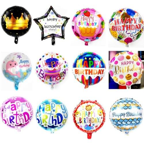 New 18inches Happy Birthday Round Foil Balloon Inflatable Helium Balloons Birthday Party Decoration High Quality Kids Toy