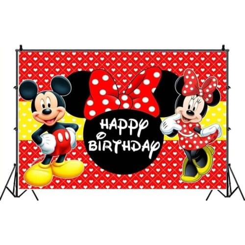 Custom Disney Mickey Mouse Backgrounds Vinyl Cloth Photo Shootings Backdrops for Baby Birthday Party Decoration Photo Studio
