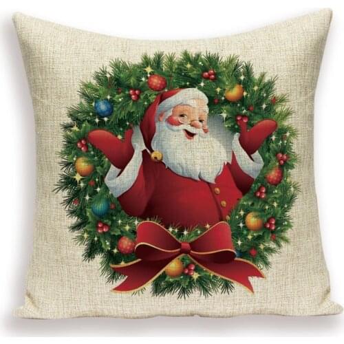 Merry Christmas Decor Cushion Covers Santa Claus Elk Decoration Car Throw Pillow Case Fundas Para Cojines Decorativos Para Sofa