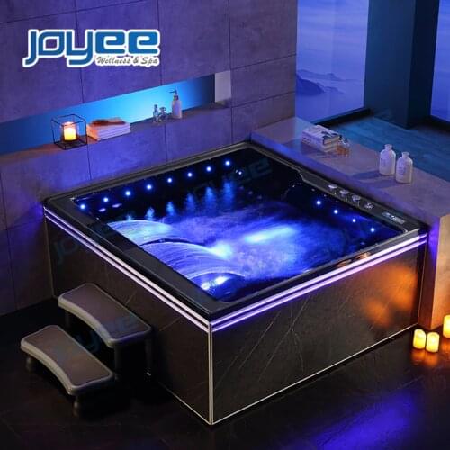 JOYEE fashion 3 4 5 person bathtub corner whirlpool jacuzzi function deep soak bath tub with head shower